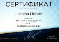 Сертификат врача Лушина Л.И.